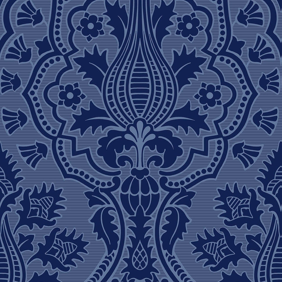 Pugin Palace Flock wallpaper in Dark Hyacinth by Cole & Son — design detail