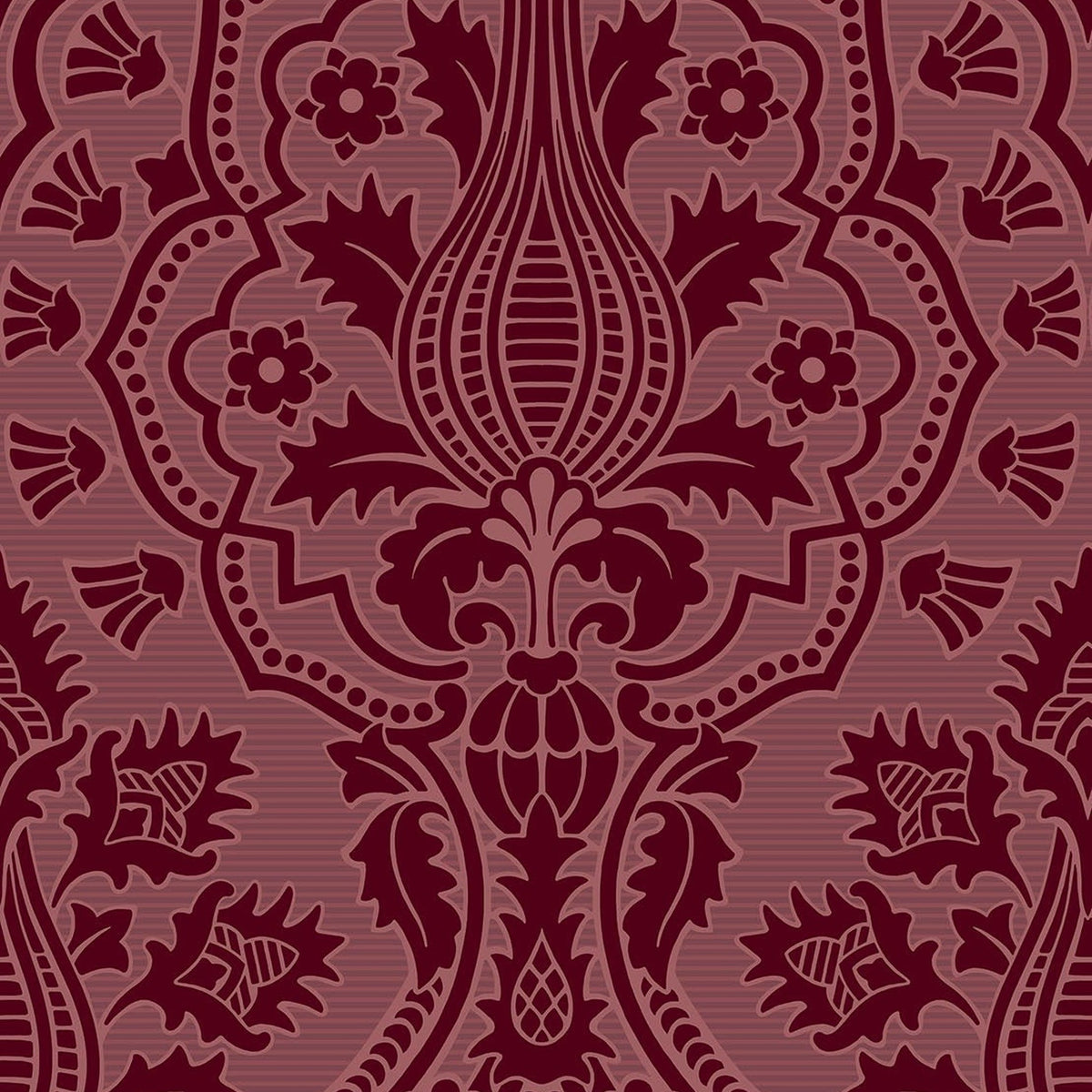 Pugin Palace Flock wallpaper in Claret by Cole & Son — design detail