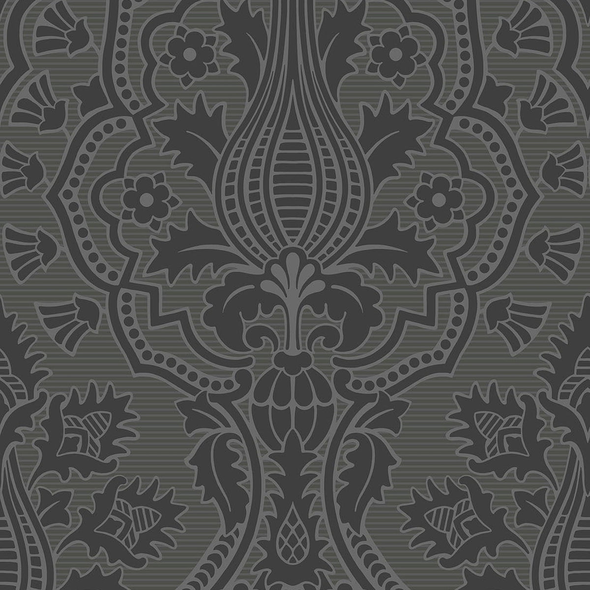 Pugin Palace Flock wallpaper in Charcoal by Cole & Son — design detail