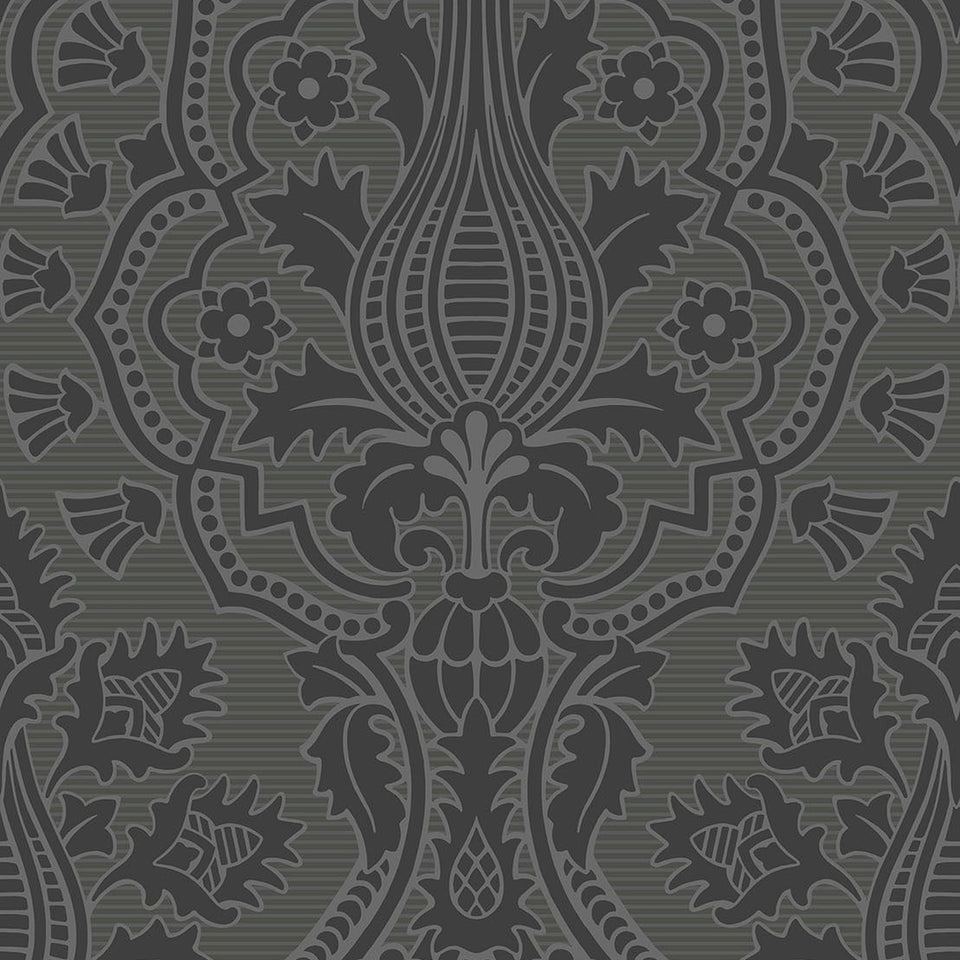 Pugin Palace Flock wallpaper in Charcoal by Cole & Son — design detail