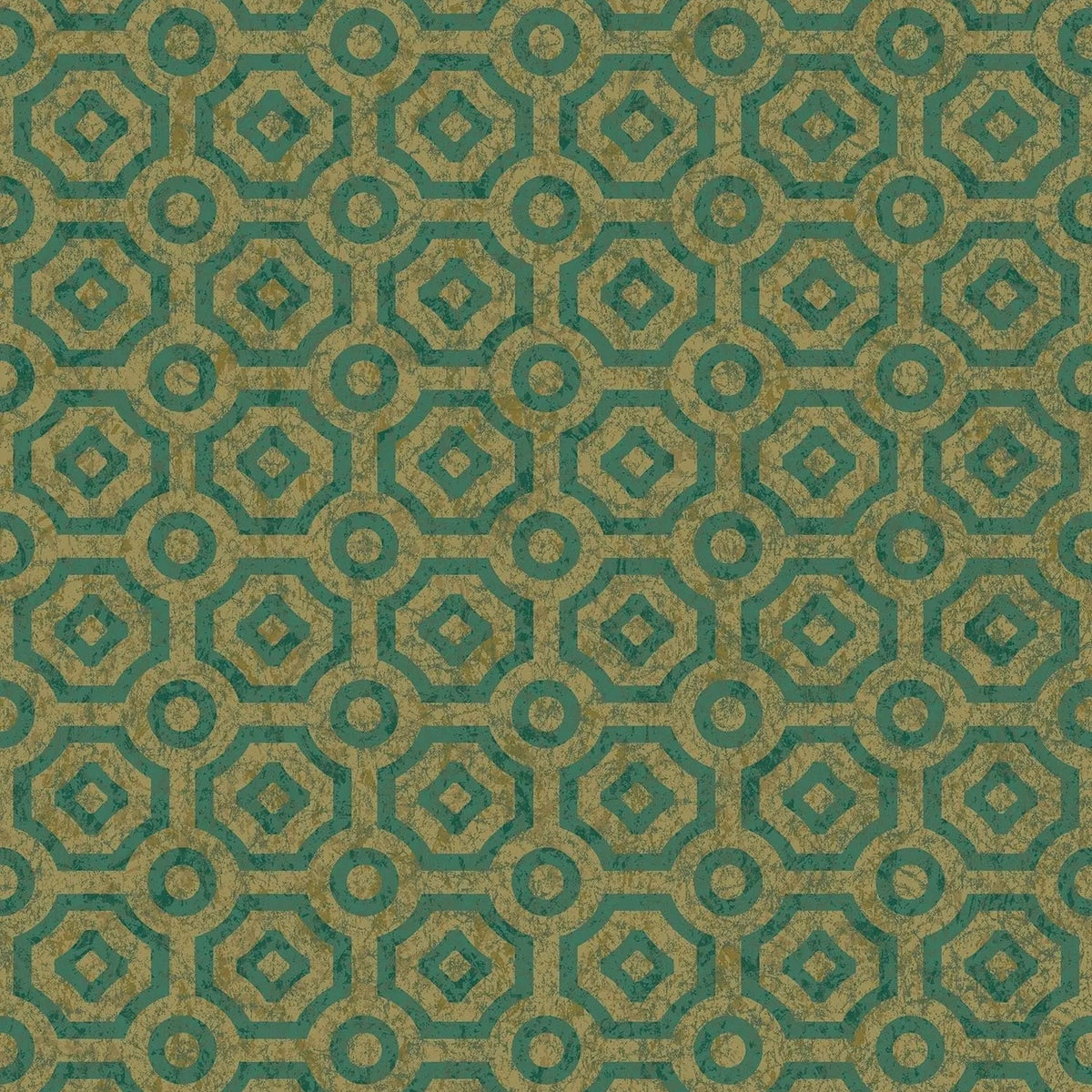 Queen’s Quarter wallpaper in Emerald on Metallic Antique Gold by Cole & Son — design detail