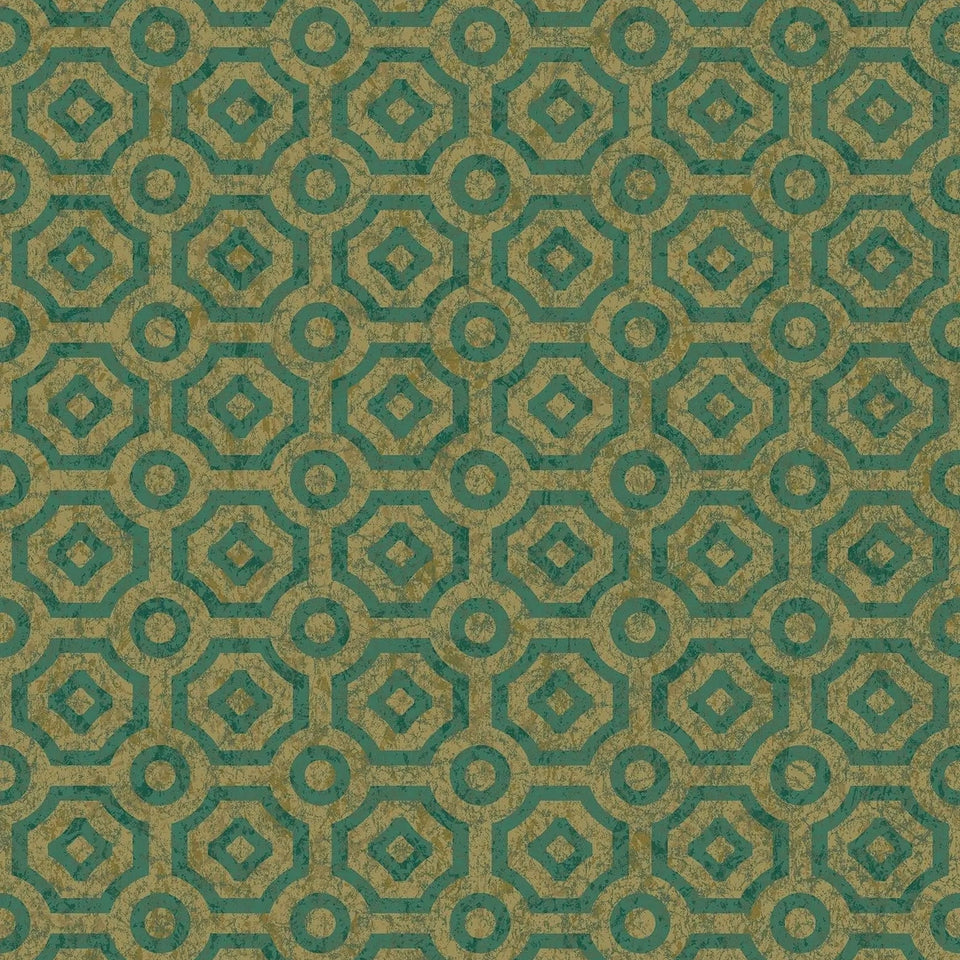 Queen’s Quarter wallpaper in Emerald on Metallic Antique Gold by Cole & Son — design detail