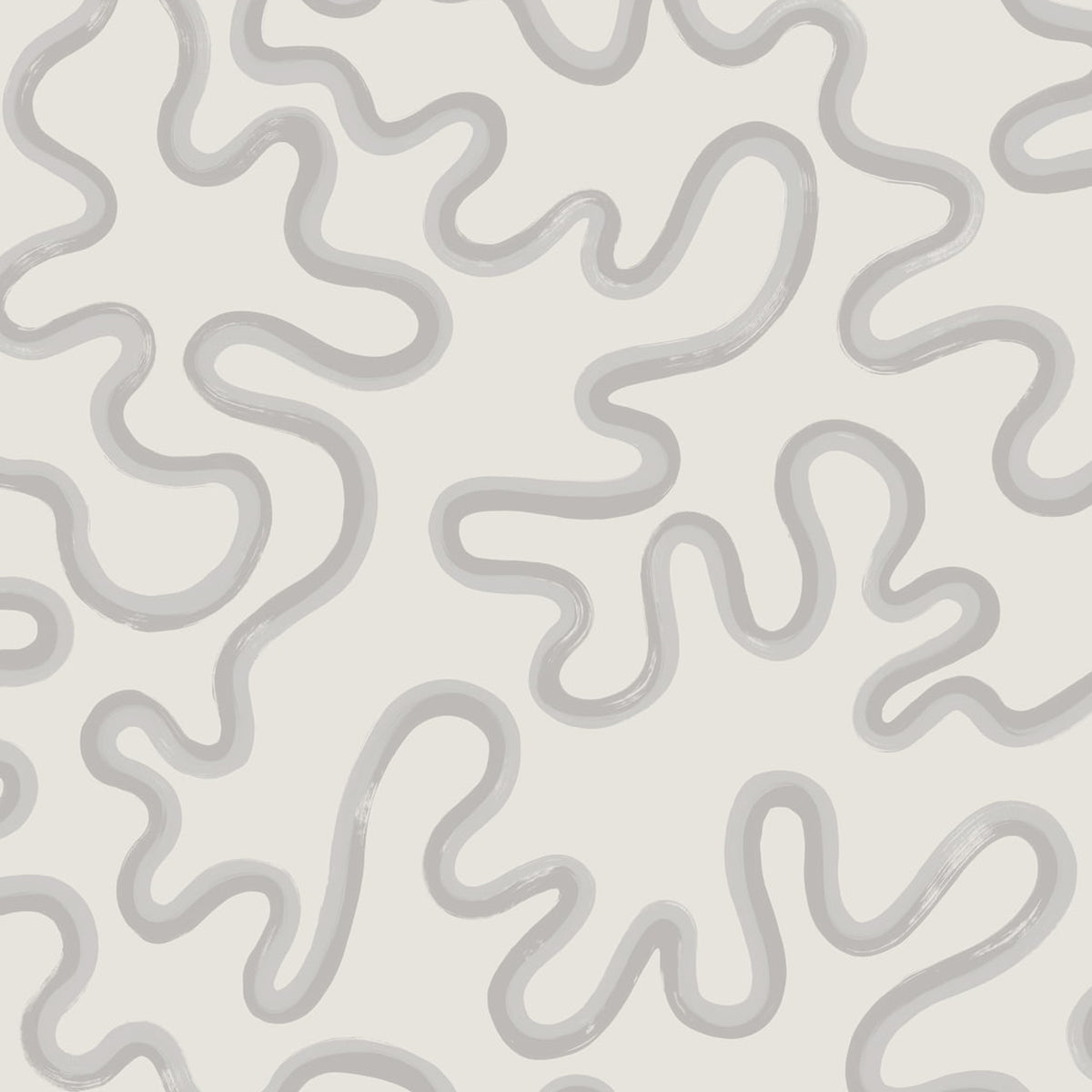 Rainforest Squiggle wallpaper in Soft Grey & Dove on Chalk by Cole & Son x Vivienne Westwood — design detail