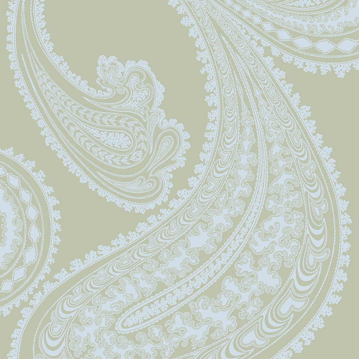 Rajapur wallpaper in Seafoam on Olive by Cole & Son — design detail