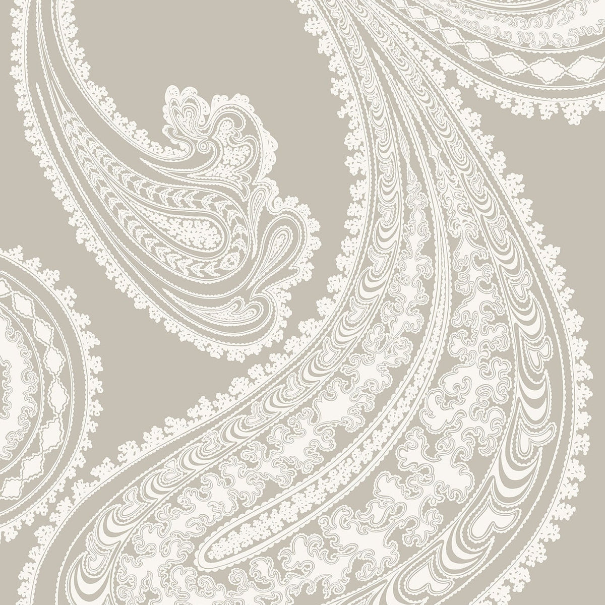 Rajapur wallpaper in Chalk on Taupe by Cole & Son — design detail