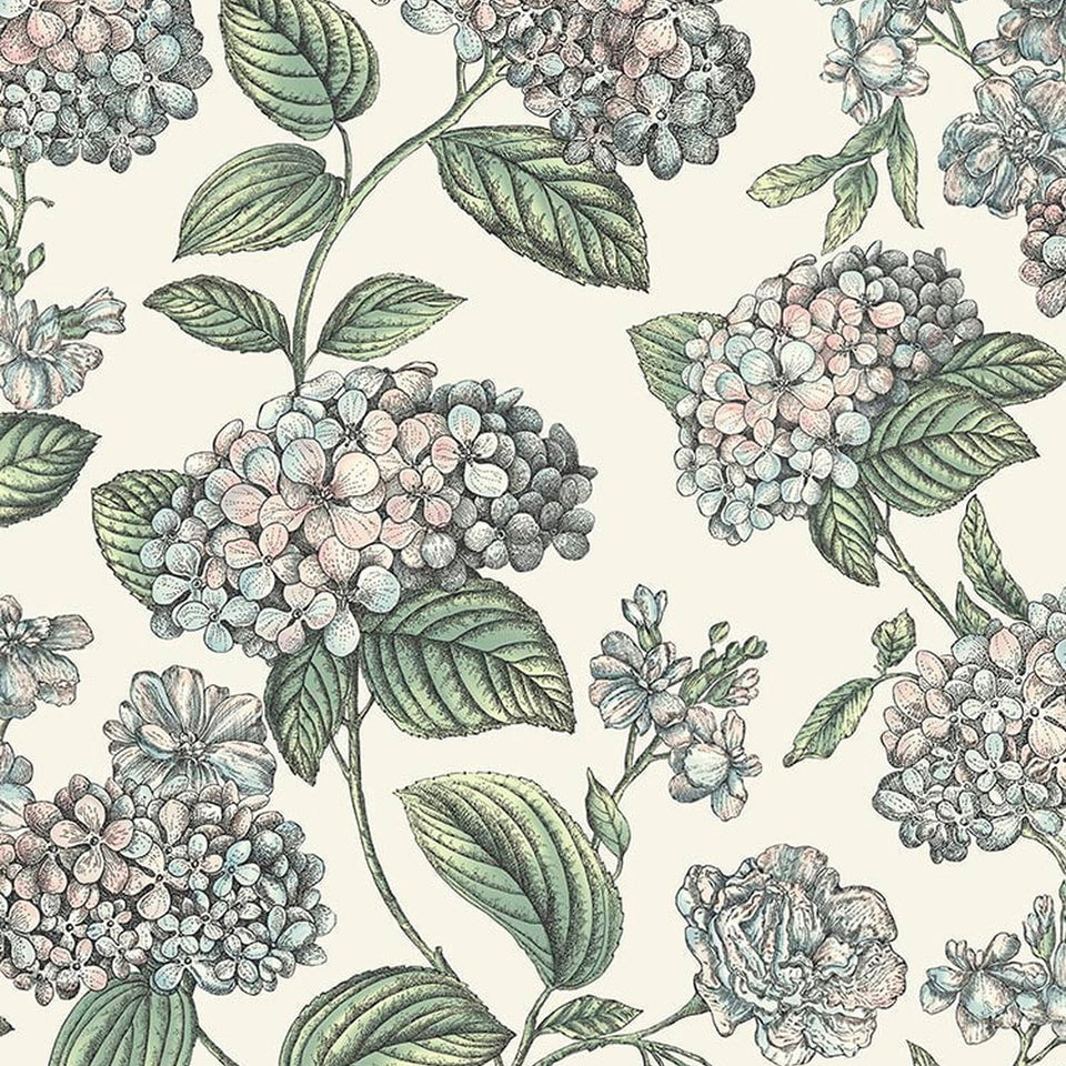Ramo di Ortensia wallpaper in Pastel on Stone by Cole & Son — design detail