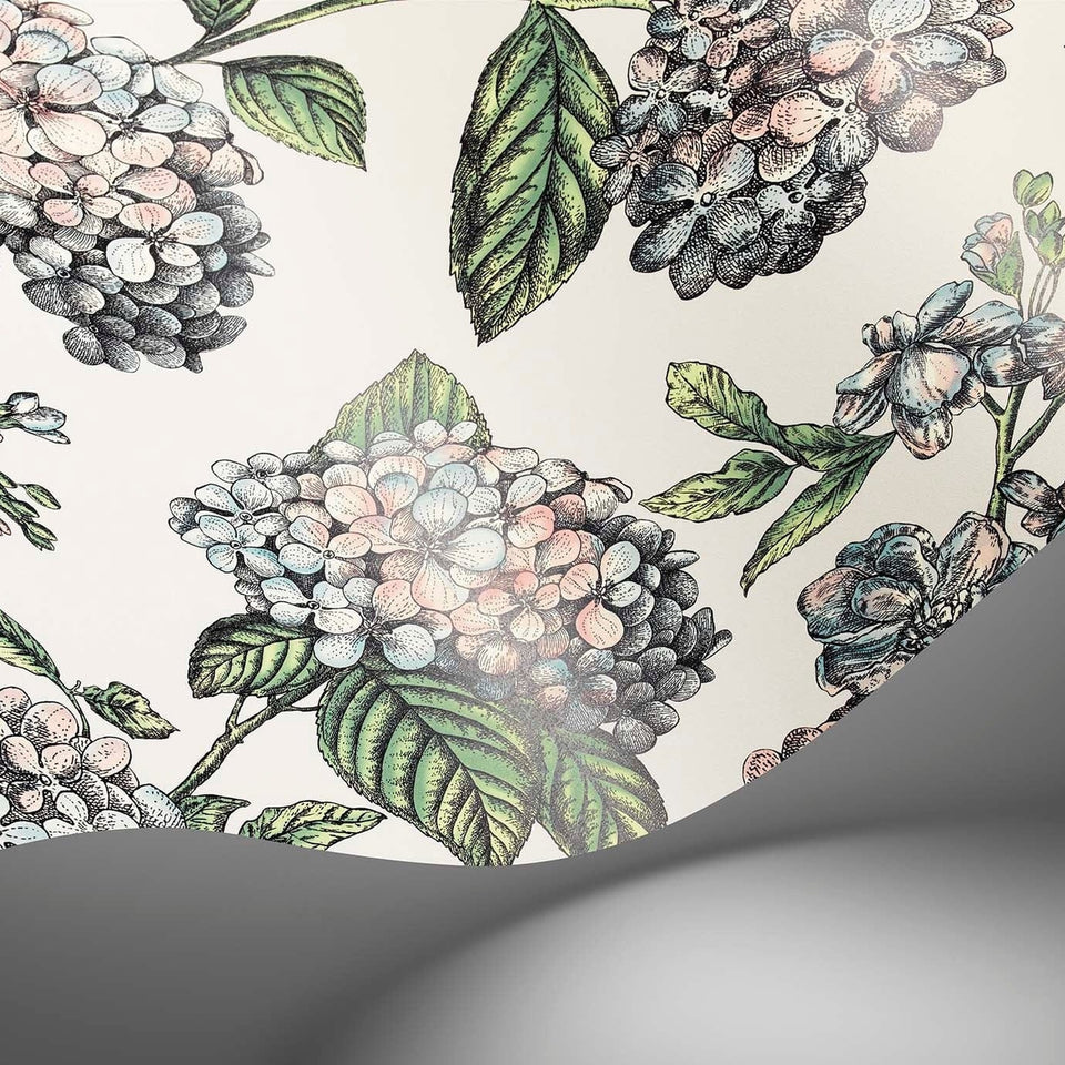 Ramo di Ortensia wallpaper in Pastel on Stone by Cole & Son — finish detail