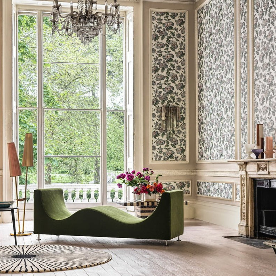Ramo di Ortensia wallpaper in Pastel on Stone by Cole & Son — room setting