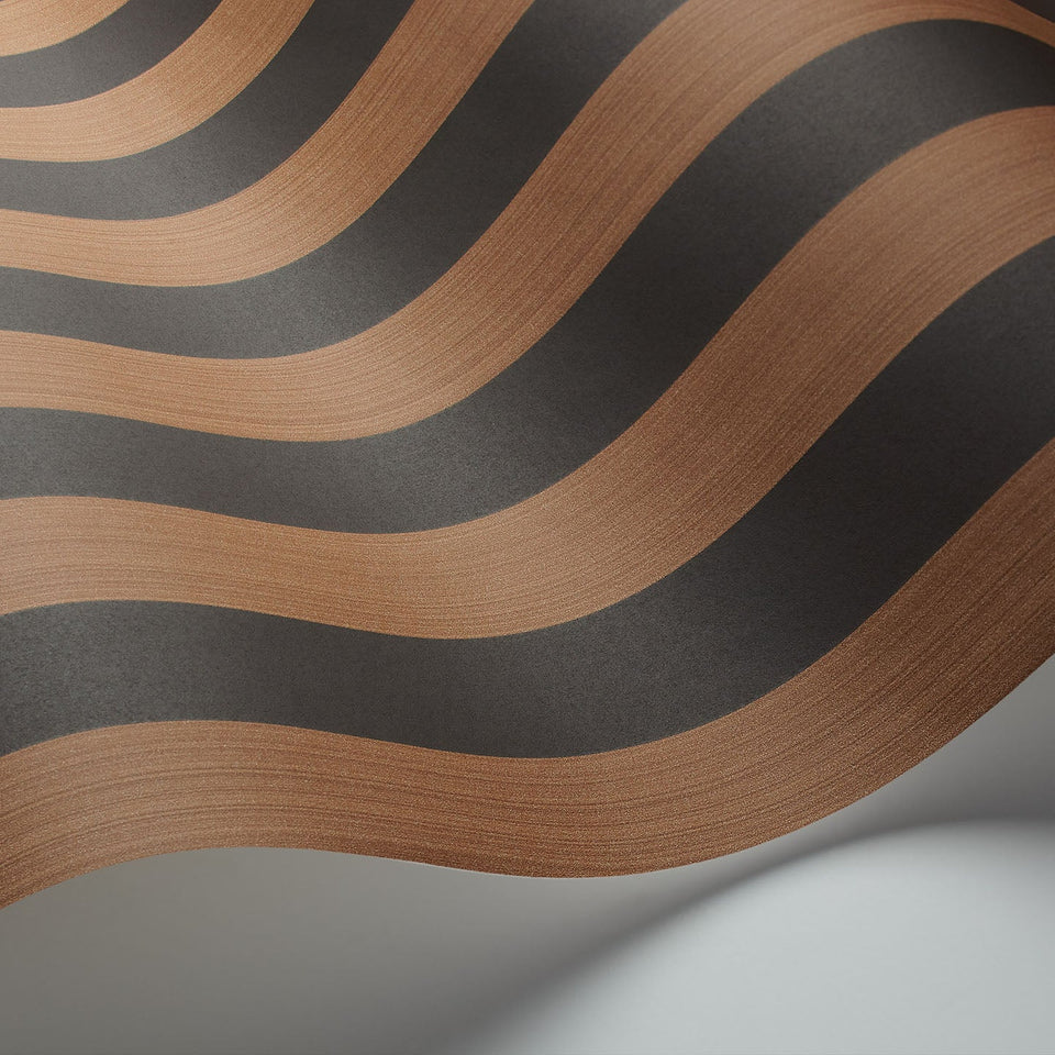 Regatta Stripe wallpaper in Spice & Black by Cole & Son — finish detail