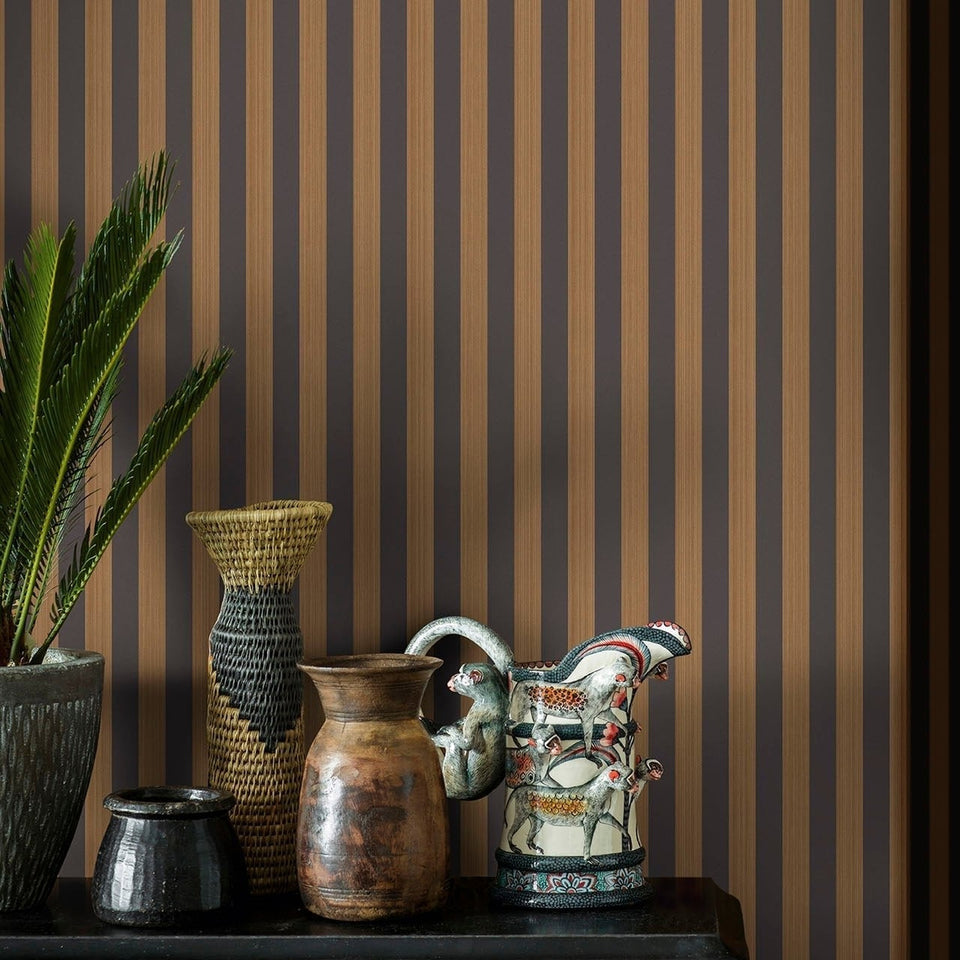 Regatta Stripe wallpaper in Spice & Black by Cole & Son — room setting