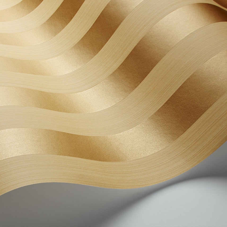 Regatta Stripe wallpaper in Ochre & Metallic Gold by Cole & Son — finish detail