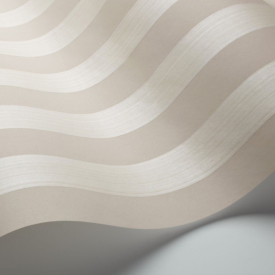 Regatta Stripe wallpaper in Stone & Parchment by Cole & Son — finish detail