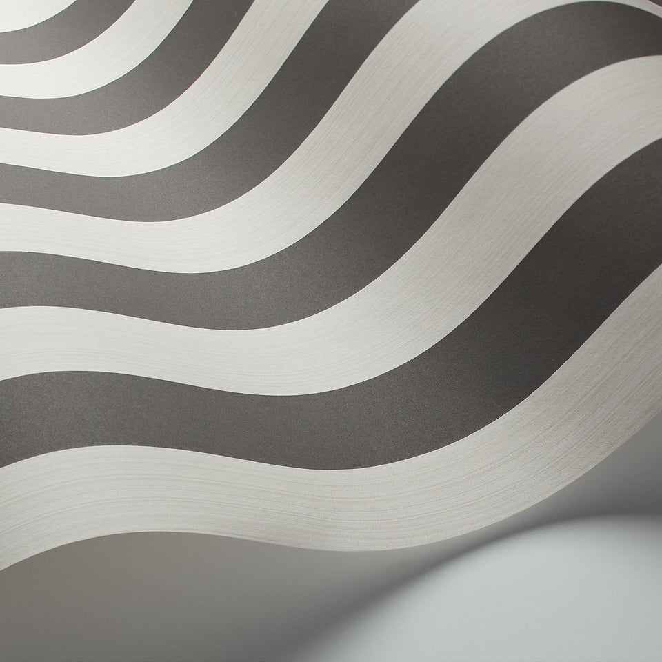 Regatta Stripe wallpaper in Soot & Snow by Cole & Son — finish detail