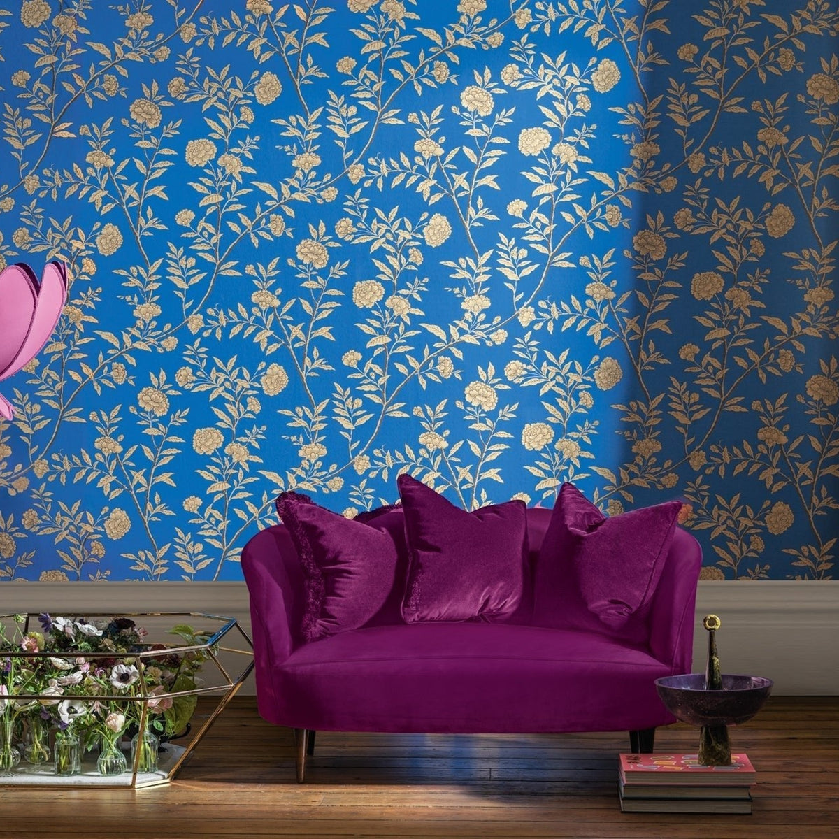 Roseberry wallpaper in Cobalt by Cole & Son — room setting