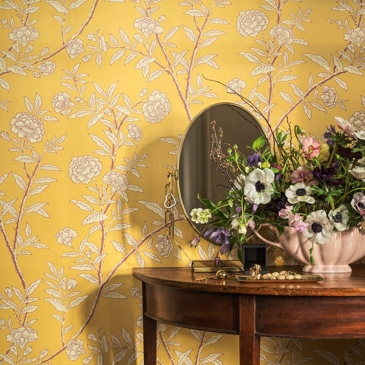 Roseberry wallpaper in Marigold by Cole & Son — room setting