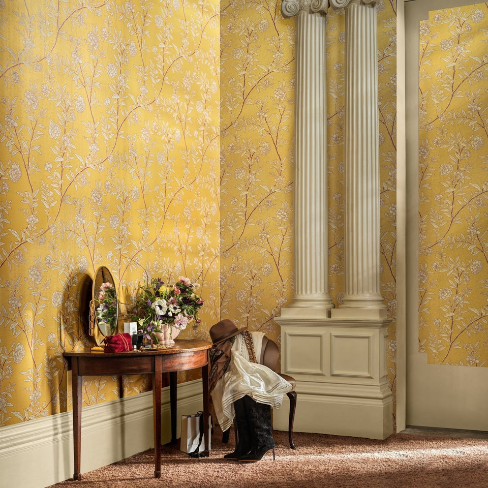 Roseberry wallpaper in Marigold by Cole & Son — room setting