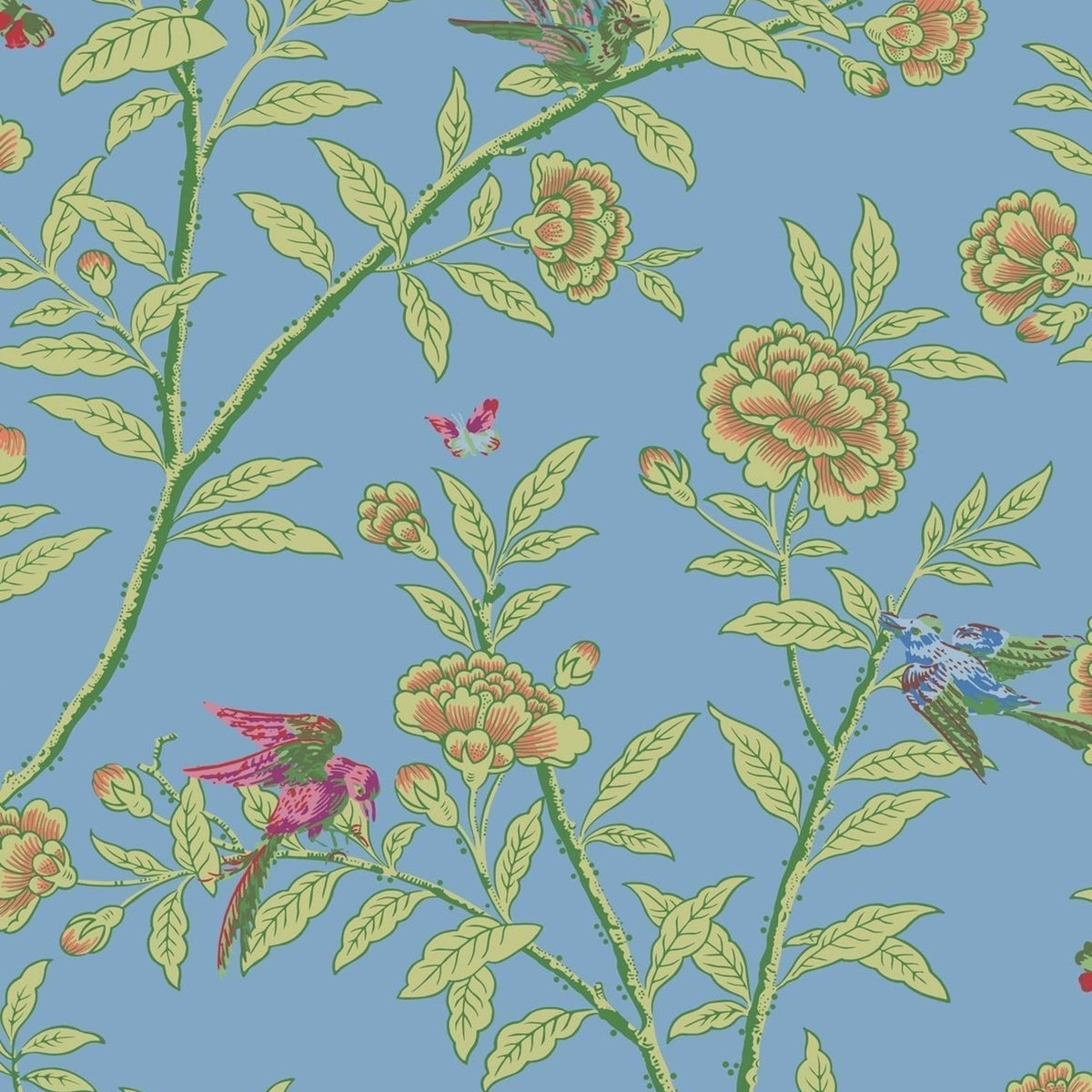 Roseberry with Birds wallpaper in Hyacinth Blue by Cole & Son — design detail