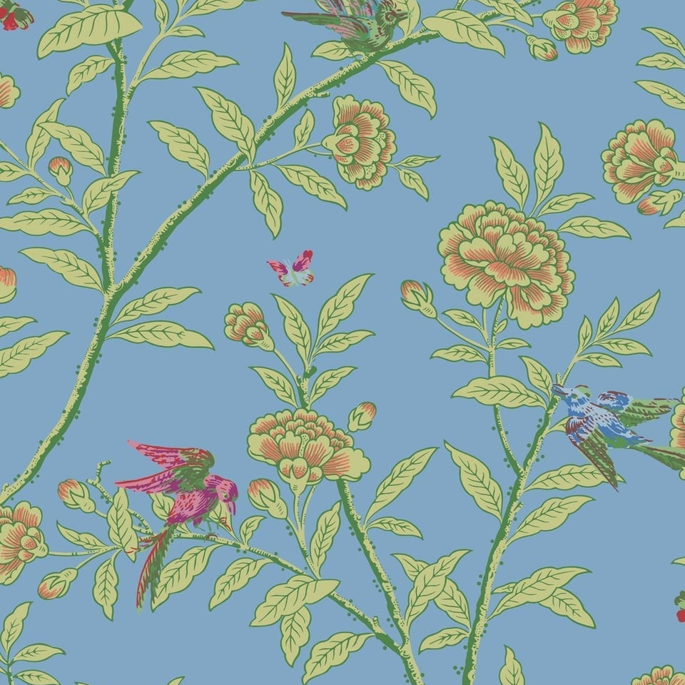 Roseberry with Birds wallpaper in Hyacinth Blue by Cole & Son — design detail