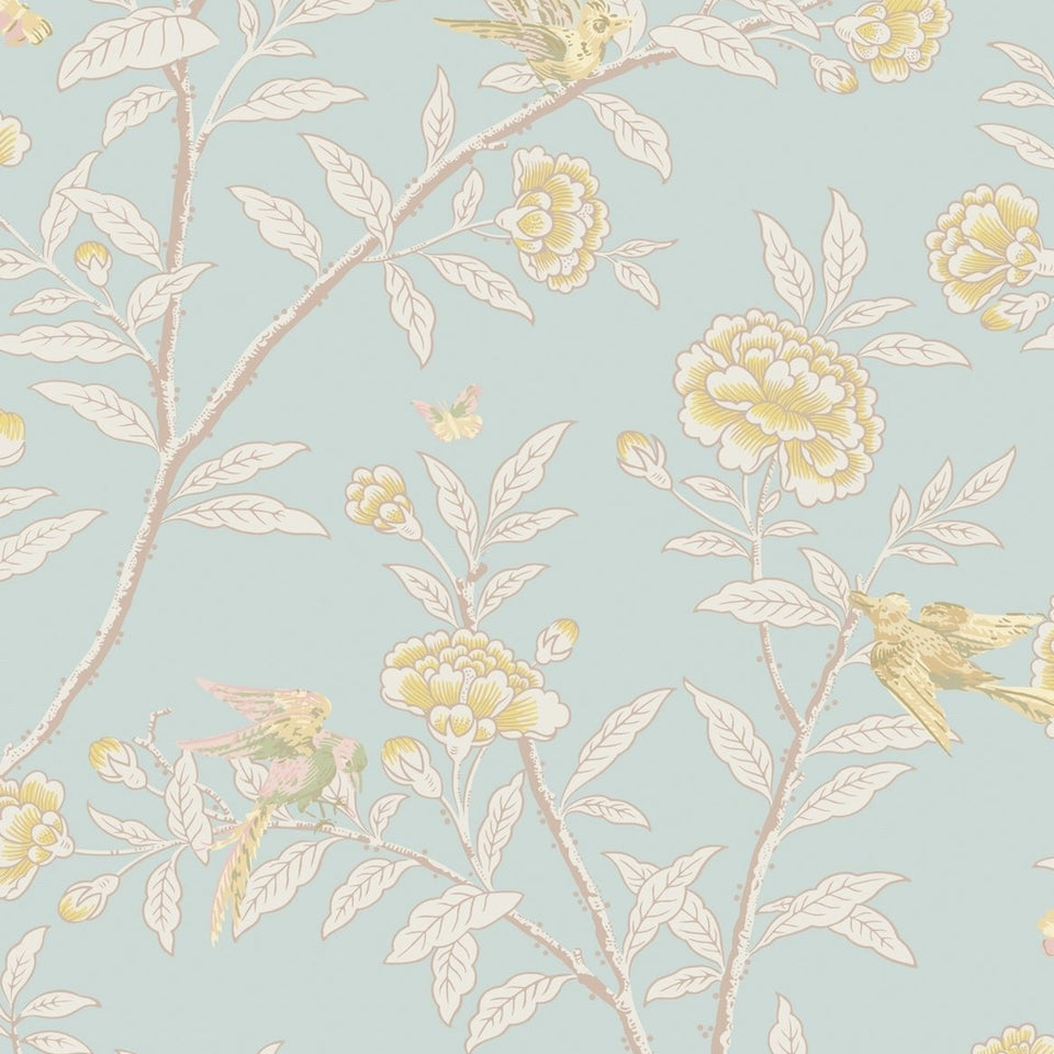 Roseberry with Birds wallpaper in Powder Blue by Cole & Son — design detail