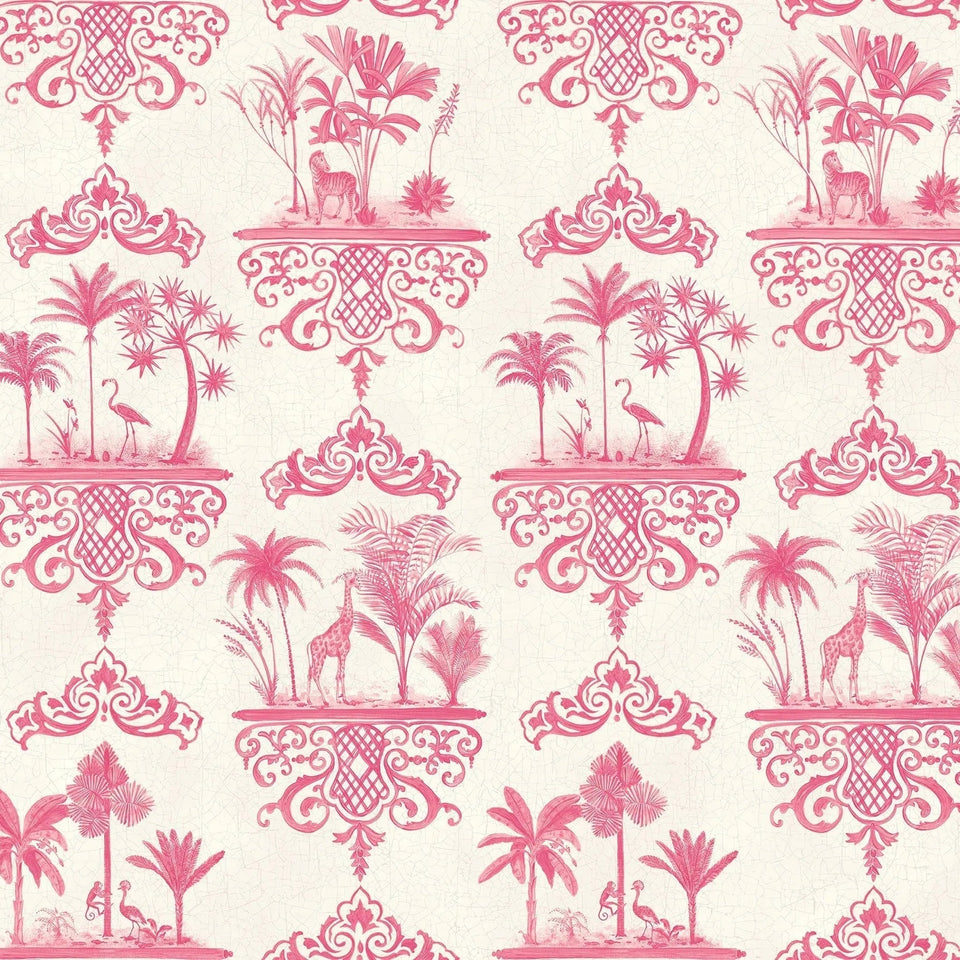 Rousseau wallpaper in Fuchsia on White by Cole & Son — design detail