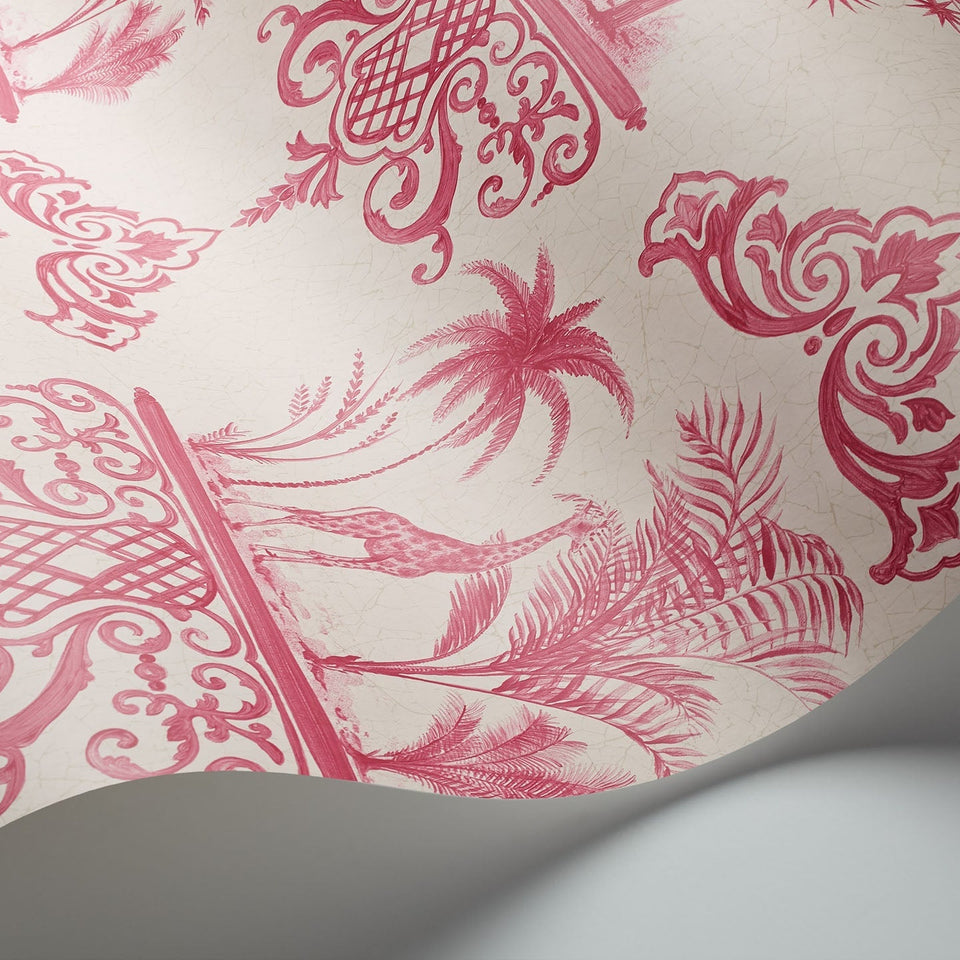 Rousseau wallpaper in Fuchsia on White by Cole & Son — finish detail