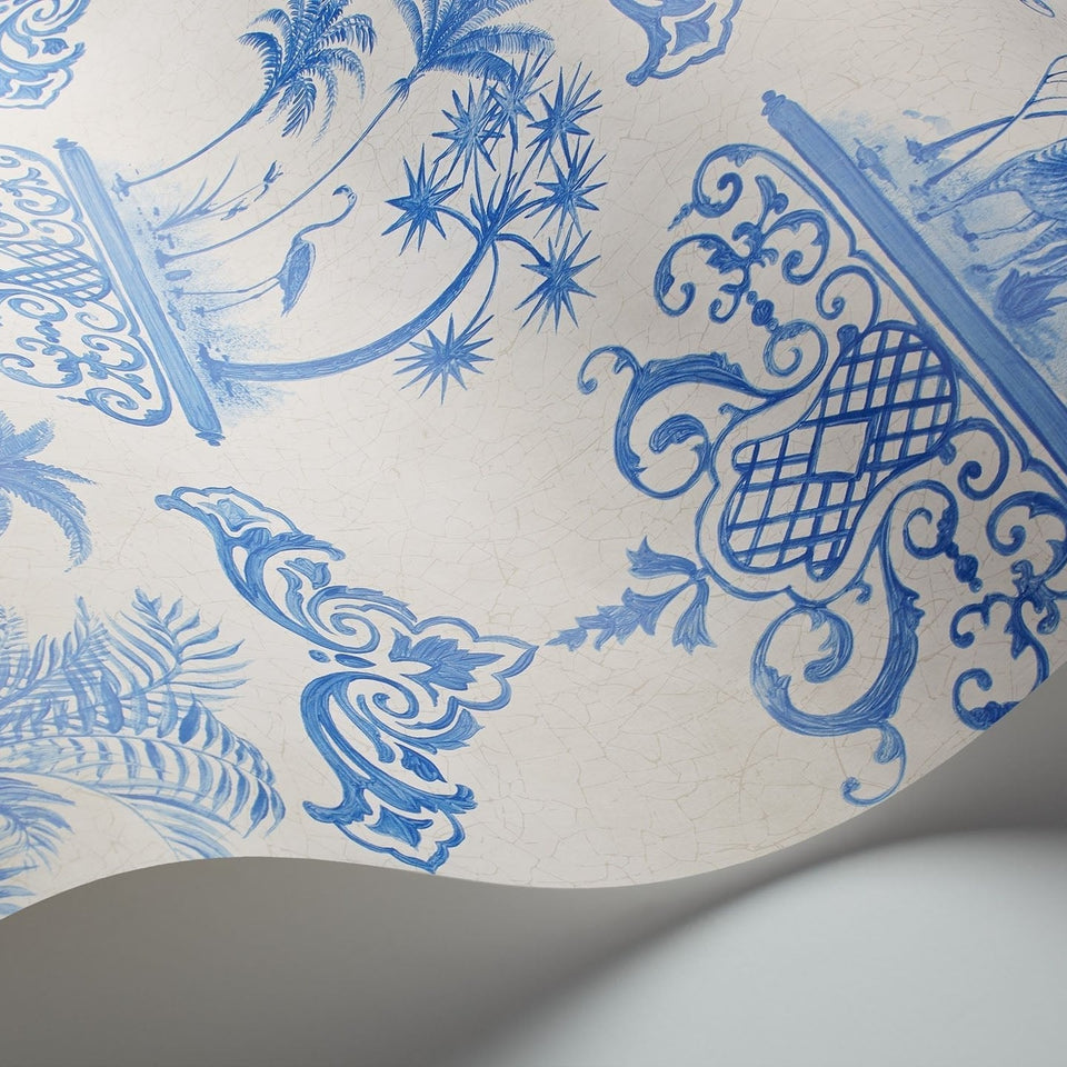 Rousseau wallpaper in Blue on White by Cole & Son — finish detail