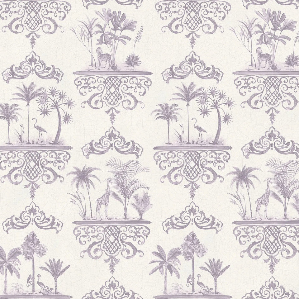 Rousseau wallpaper in Mulberry on White by Cole & Son — design detail