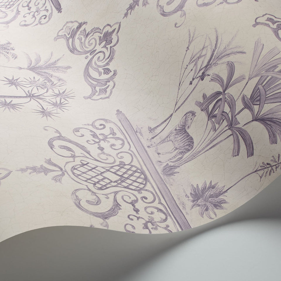 Rousseau wallpaper in Mulberry on White by Cole & Son — finish detail