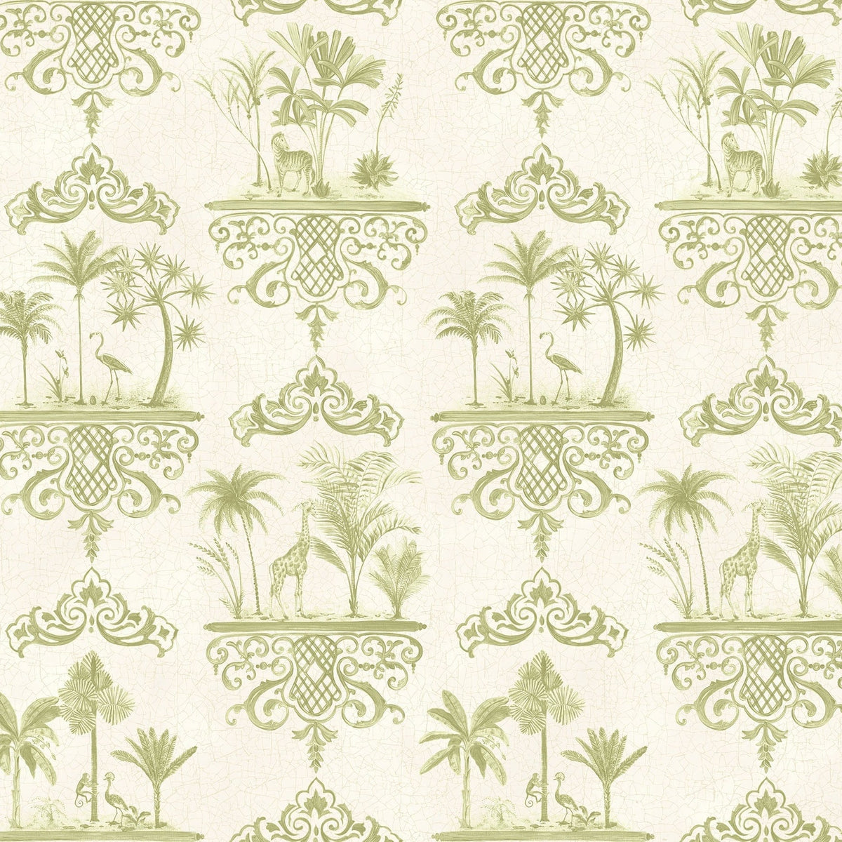 Rousseau wallpaper in Olive Green on Cream by Cole & Son — design detail