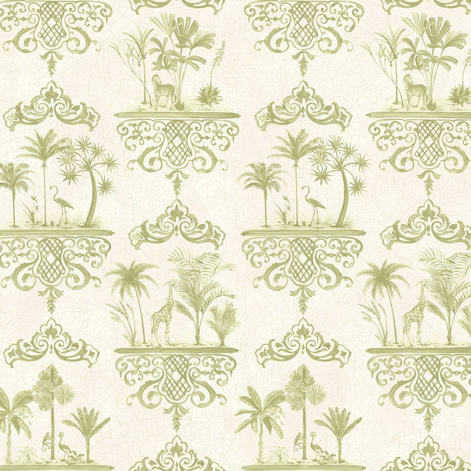 Rousseau wallpaper in Olive Green on Cream by Cole & Son — design detail