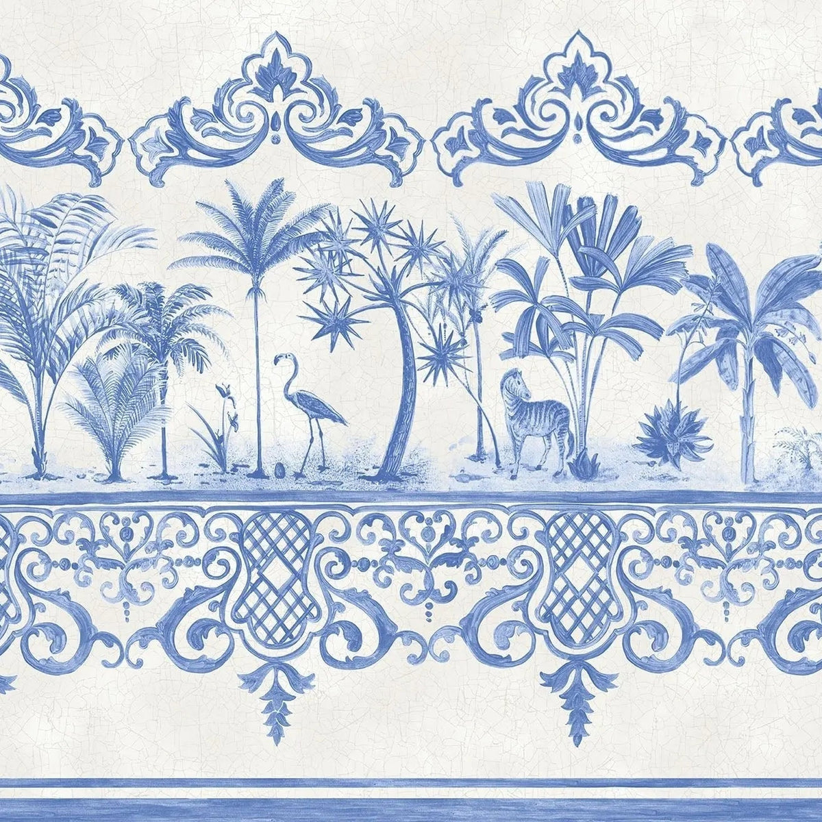 Rousseau Border by Cole & Son in Blue on White, design detail