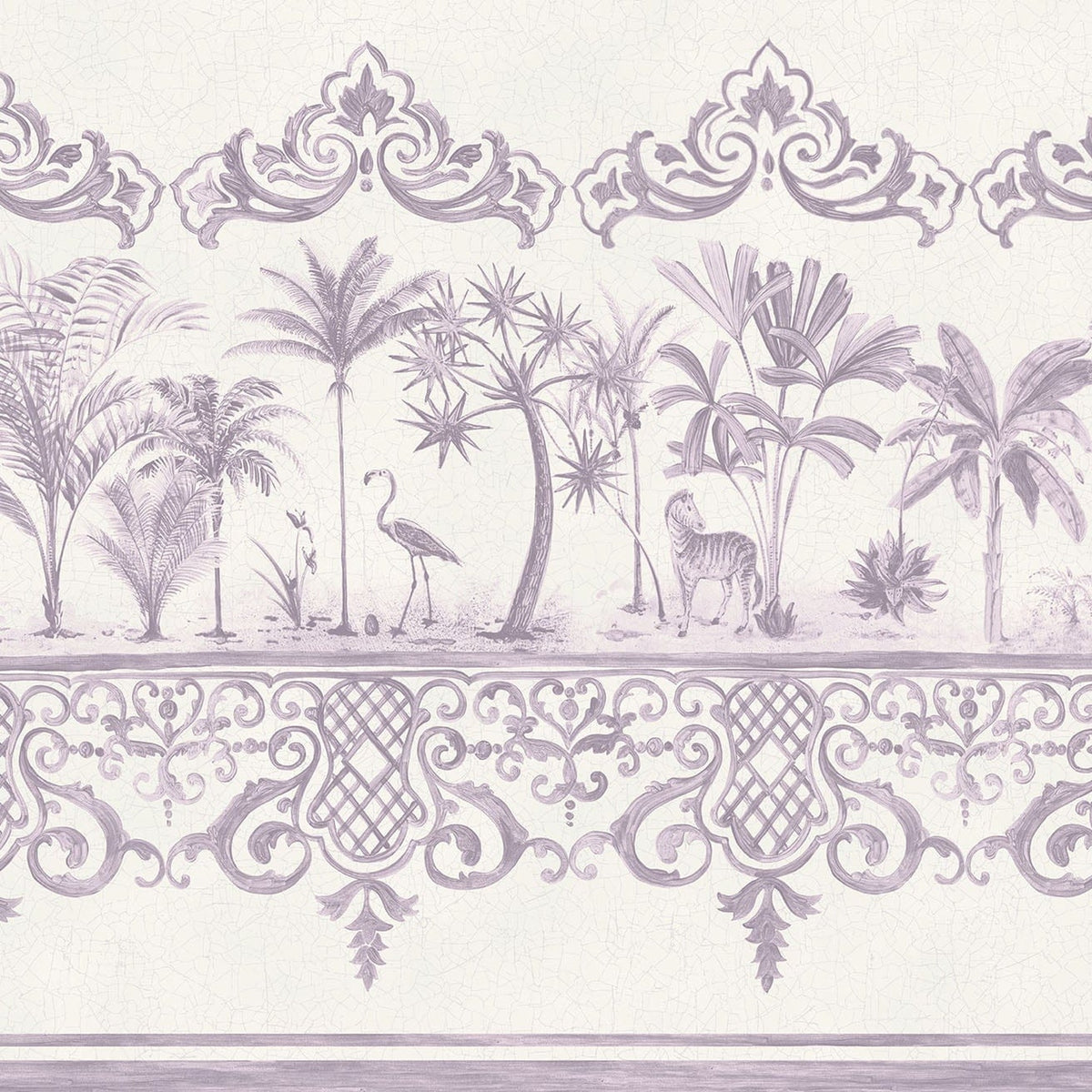 Rousseau Border by Cole & Son in Mulberry on White, design detail