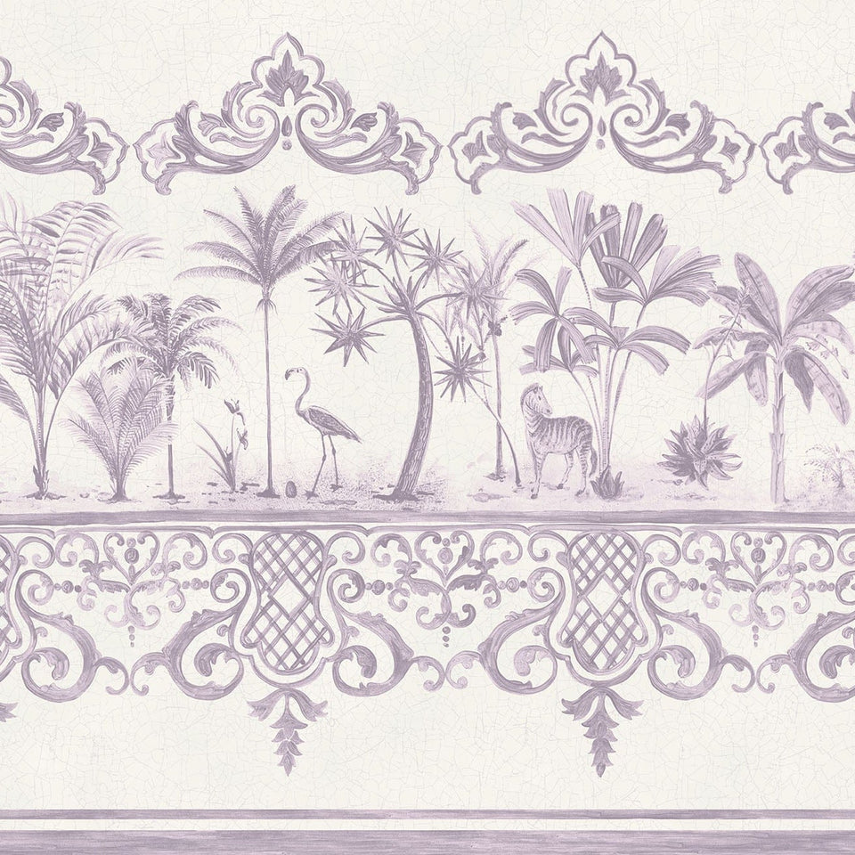 Rousseau Border by Cole & Son in Mulberry on White, design detail