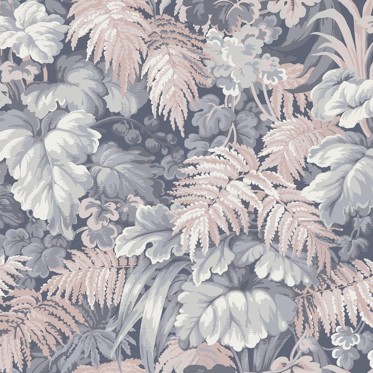Royal Fernery wallpaper by Cole & Son in Lilac Grey & Ballet Slipper, design detail