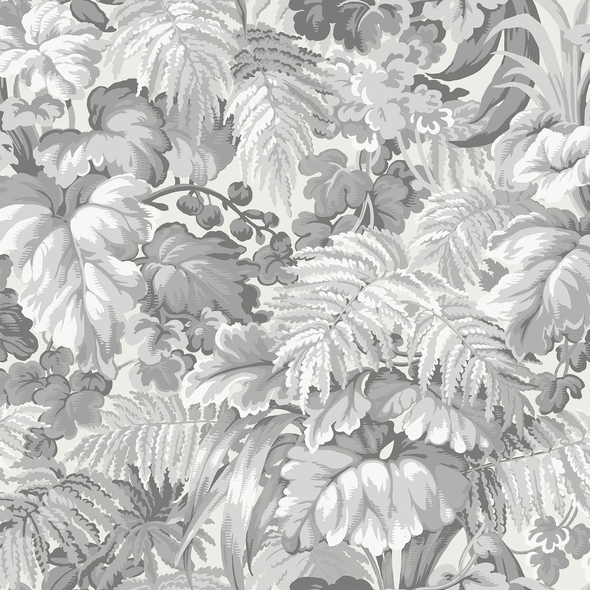 Royal Fernery wallpaper by Cole & Son in Warm Grey, design detail