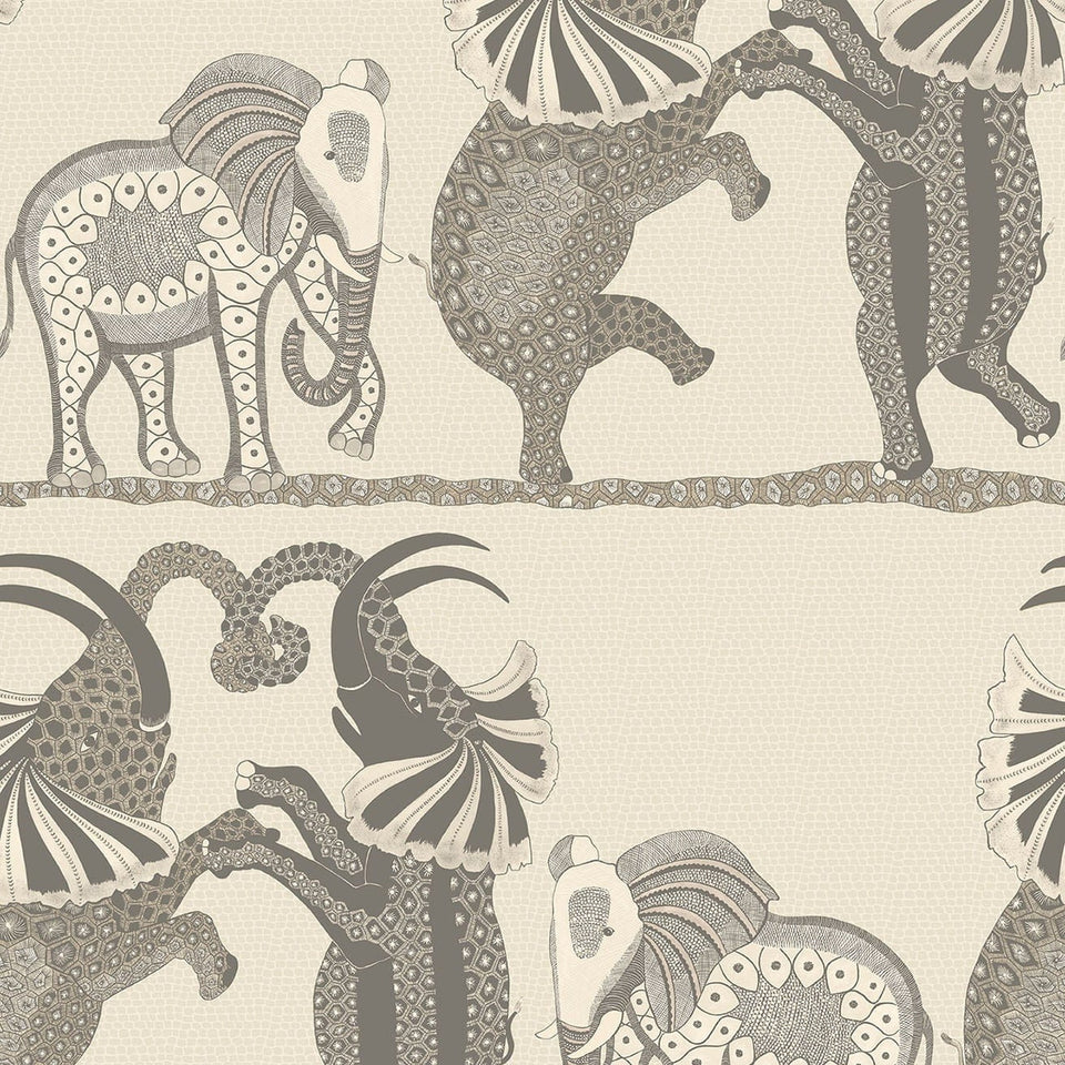 Safari Dance wallpaper by Cole & Son in Parchment & Soot on Stone, design detail