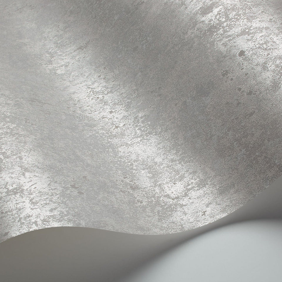 Salvage wallpaper by Cole & Son in Metallic Silver, curved paper detail