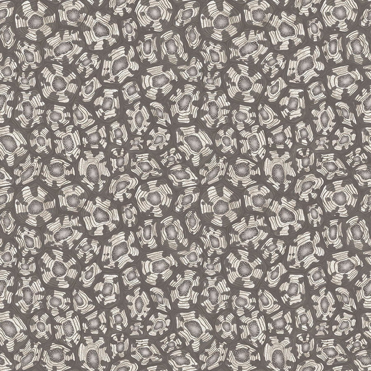 Savanna Shell wallpaper by Cole & Son in Soot & Snow & Metallic Silver, design detail