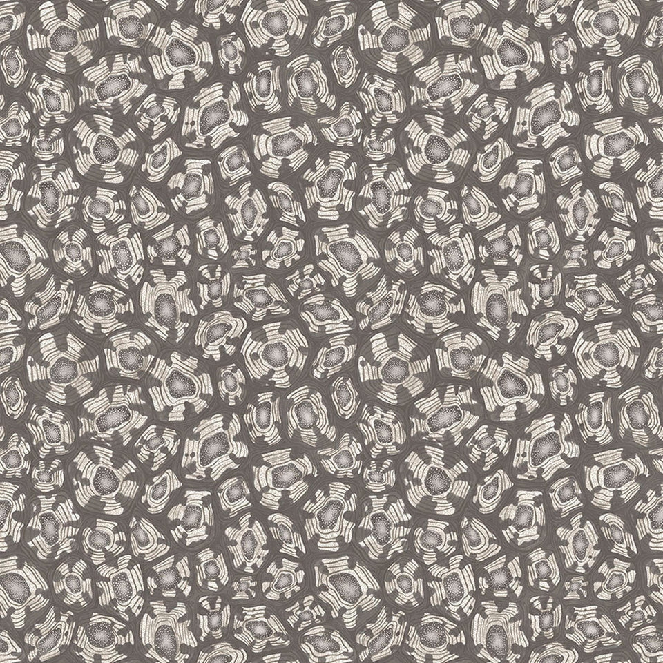 Savanna Shell wallpaper by Cole & Son in Soot & Snow & Metallic Silver, design detail