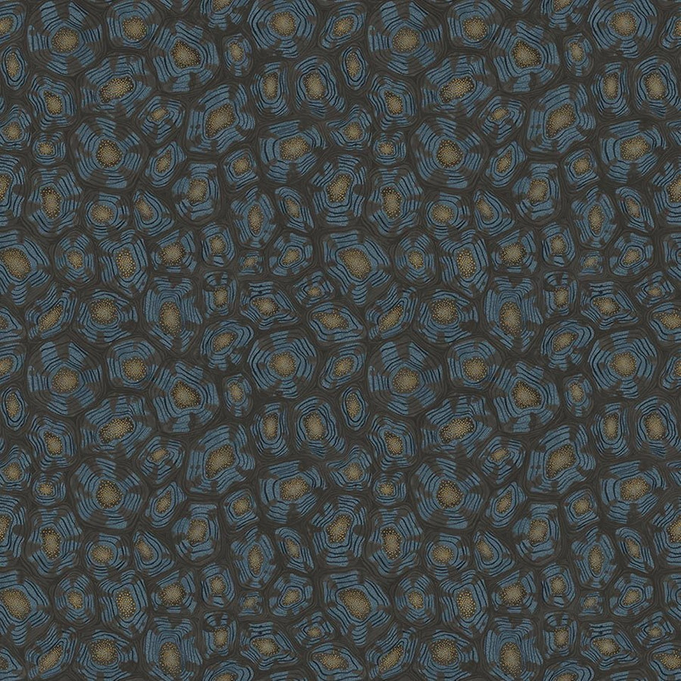 Savanna Shell wallpaper by Cole & Son in Denim, Charcoal & Metallic Gold, design detail