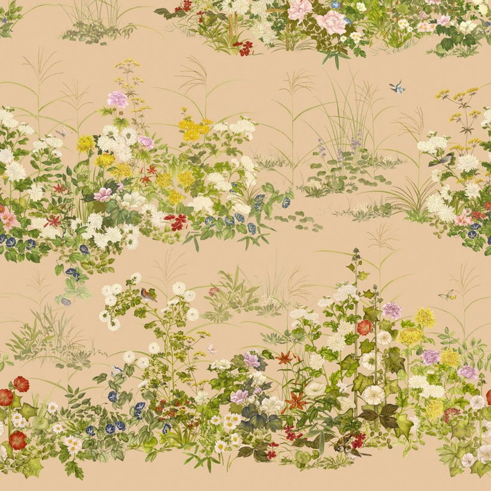 Scenic Flora Gilded wallpaper by Cole & Son, 126/7027, cropped floral panel detail