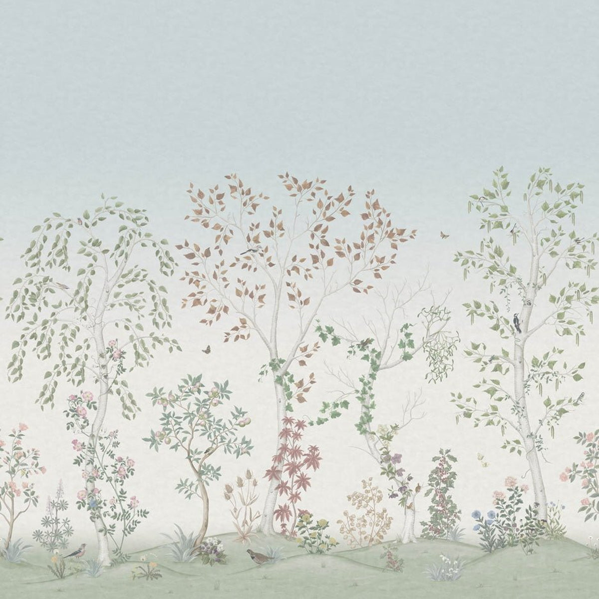 Seasonal Woods wallpaper by Cole & Son in Clear Skies, cropped panorama detail