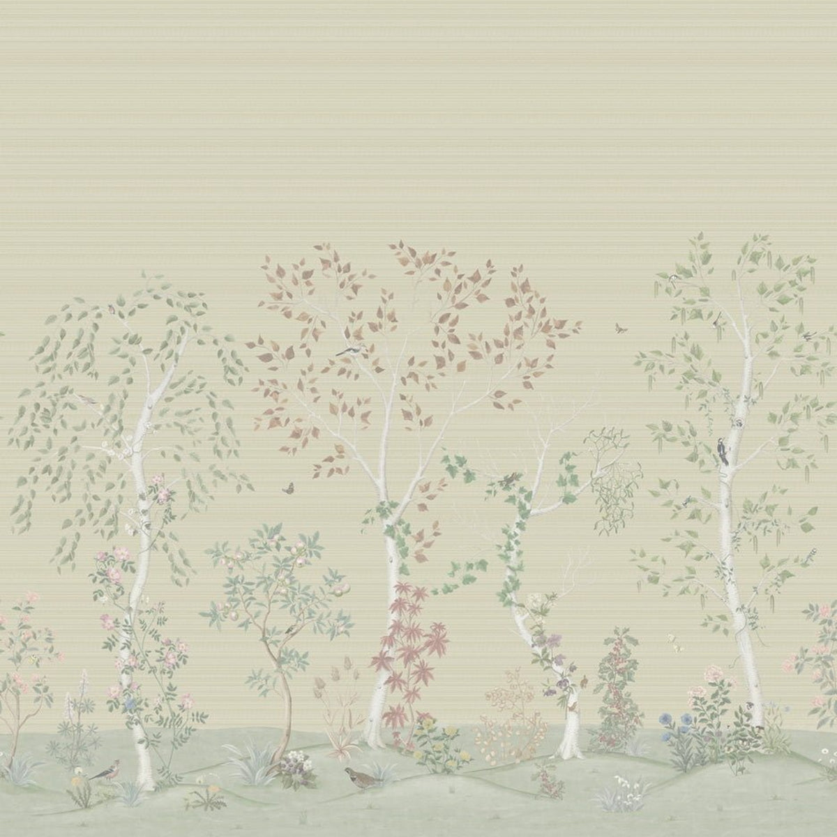 Seasonal Woods in Oat Natural Grasscloth by Cole & Son, 120/6019G, cropped panorama detail