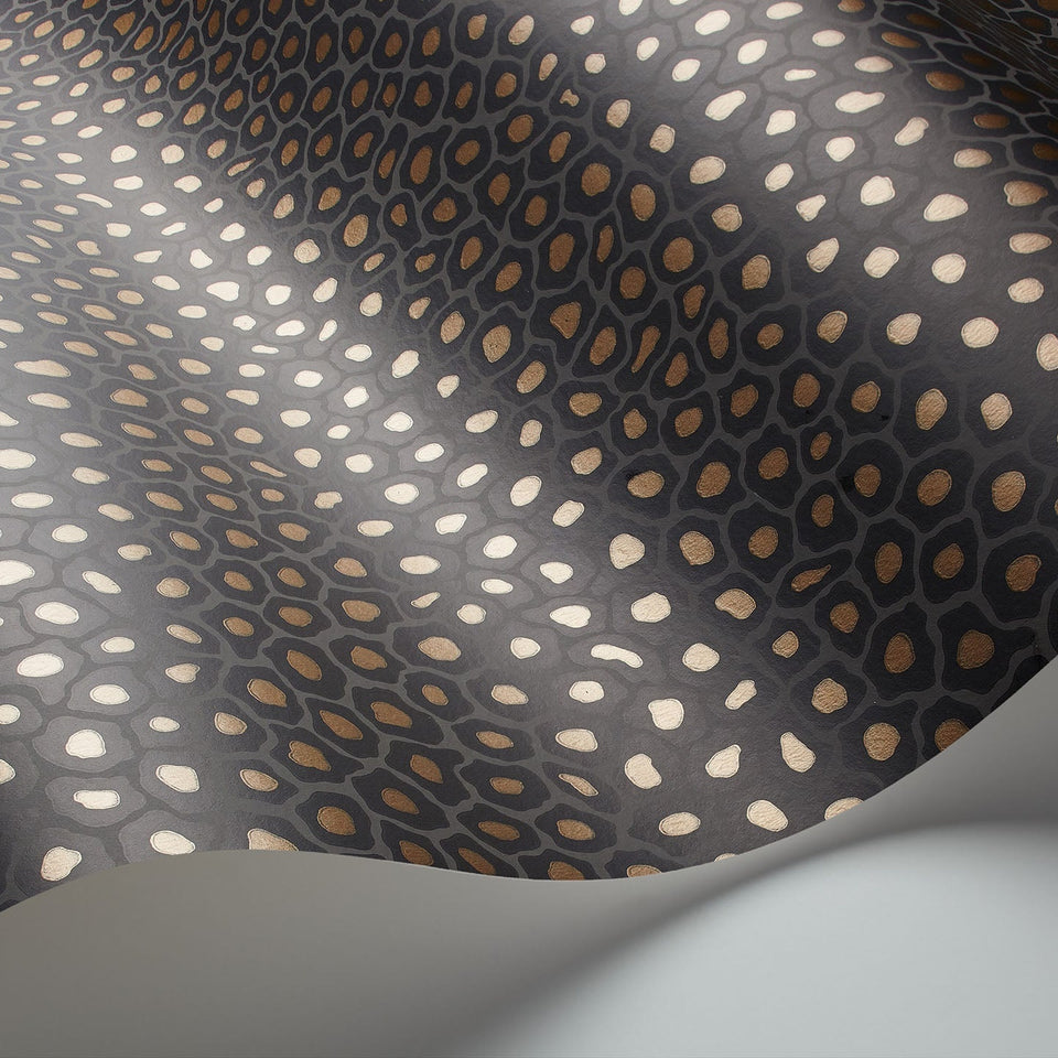 Senzo Spot by Cole & Son in Charcoal & Metallic Gold, surface detail