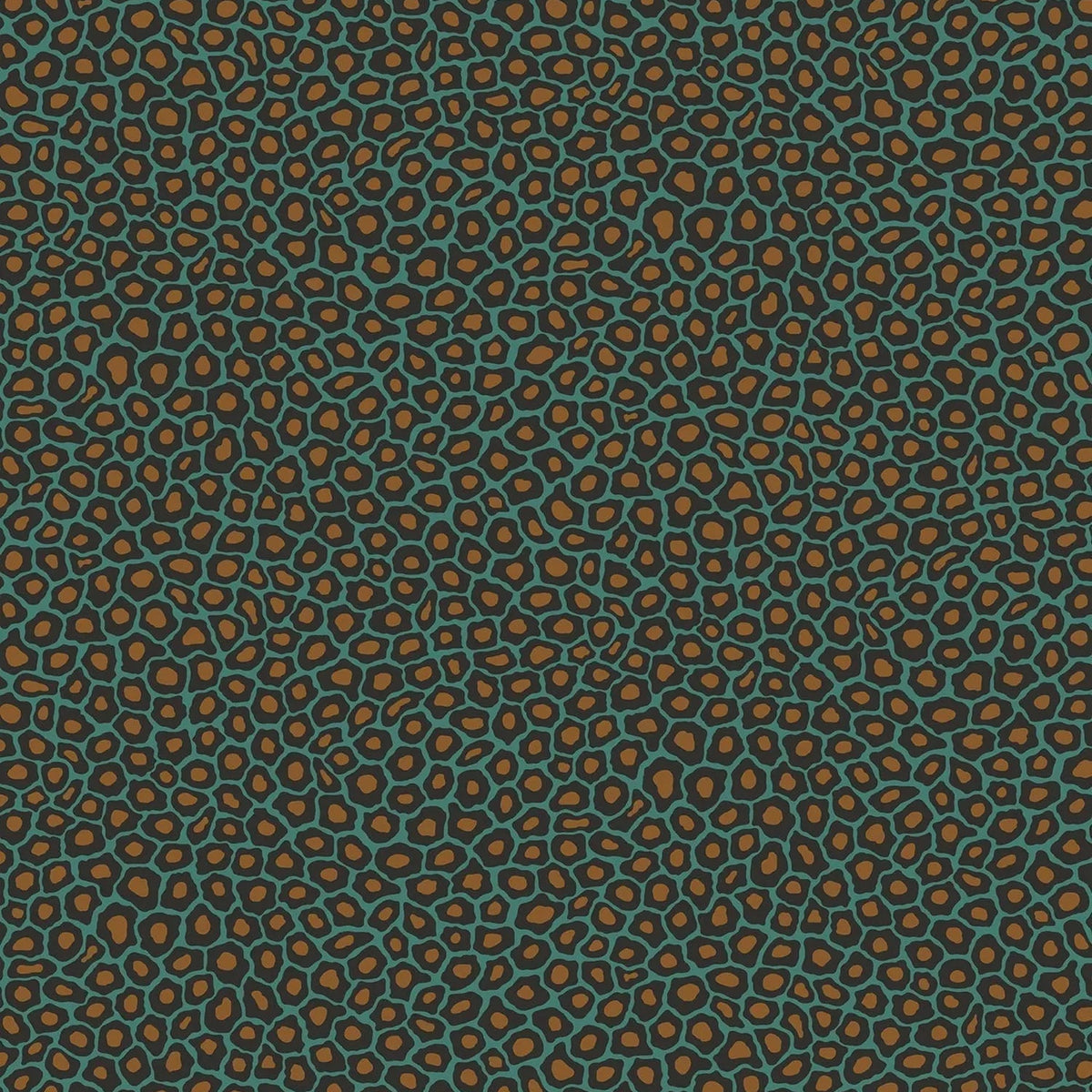 Senzo Spot by Cole & Son in Charcoal & Metallic Gold on Teal, pattern