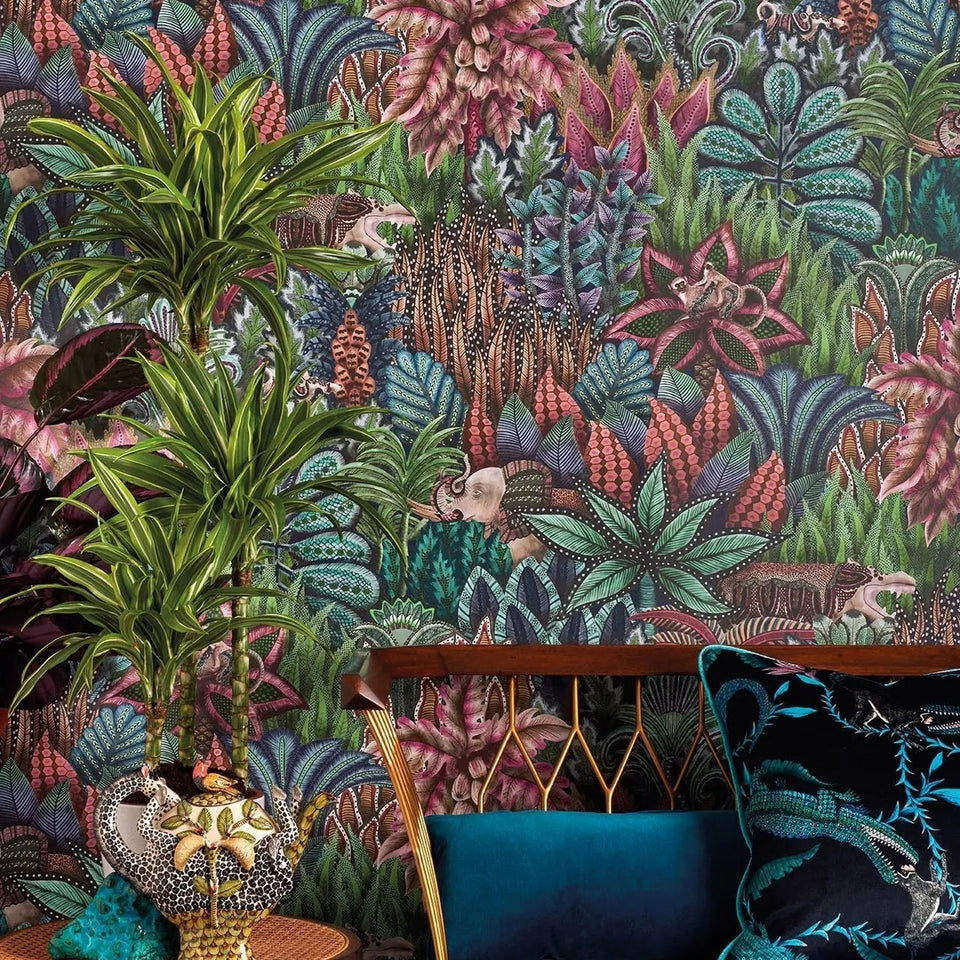Singita wallpaper by Cole & Son in Viridian Multi, room setting