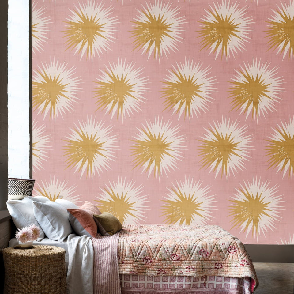Soft Thistle wallpaper by Cole & Son x Vivienne Westwood in Rose Quartz & Gold, room setting