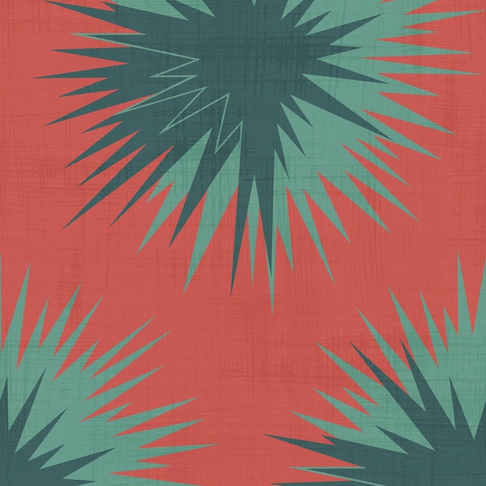 Soft Thistle wallpaper by Cole & Son x Vivienne Westwood in Blood Orange & Viridian, pattern