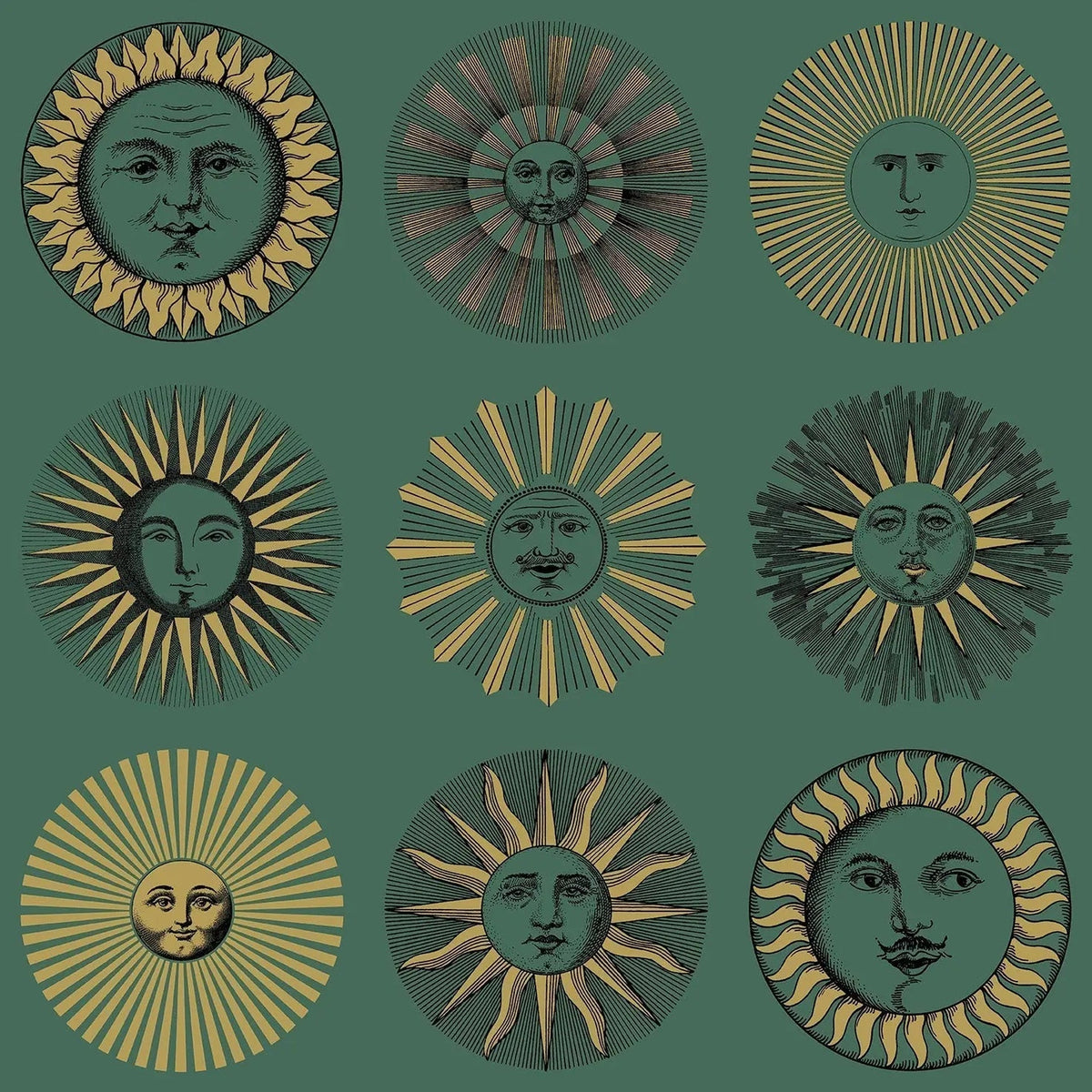 Soli wallpaper by Cole & Son in Emerald & Gold, pattern