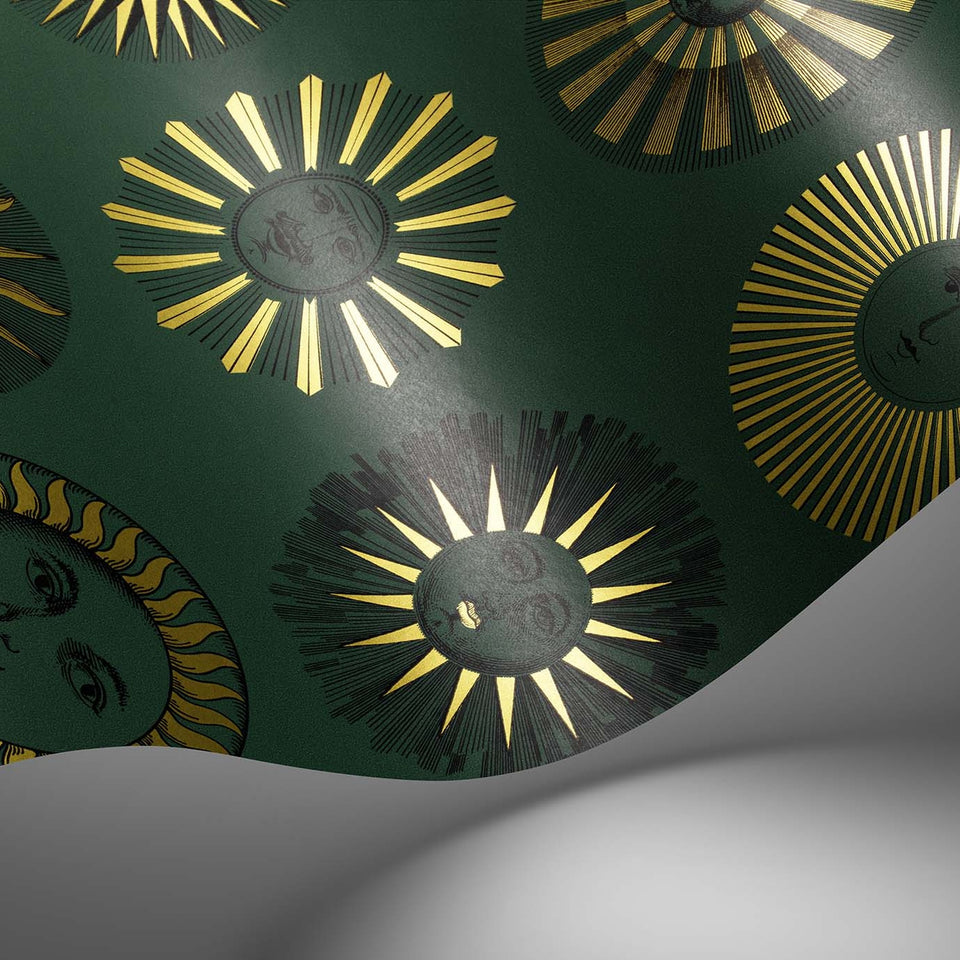Soli wallpaper by Cole & Son in Emerald & Gold, surface detail